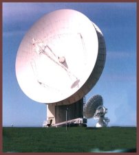 30 metre antennae at the Composite Signals Organisation Station, Morwenstow, England, intercepting communications from Atlantic Ocean and Indian Ocean regional satellites